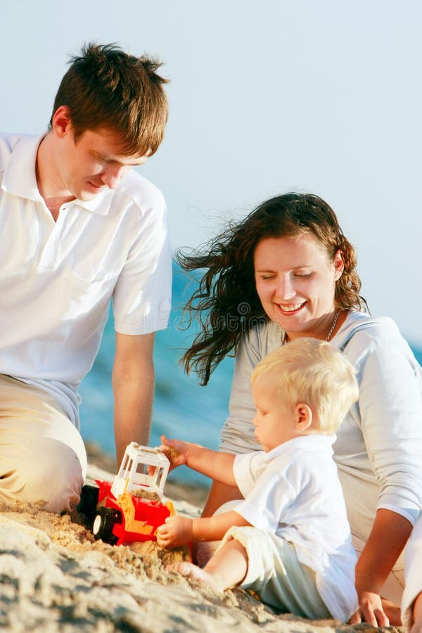 Happy family on beach