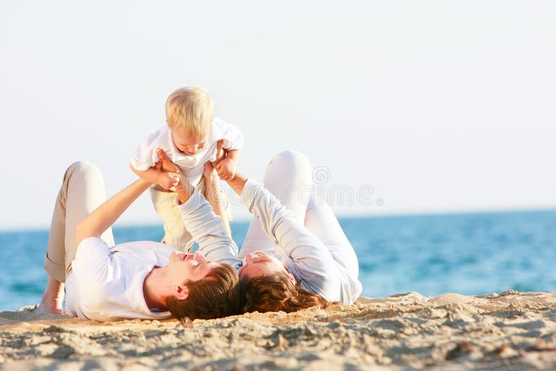 Happy family on beach