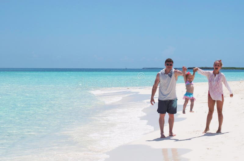 A happy family on the beach