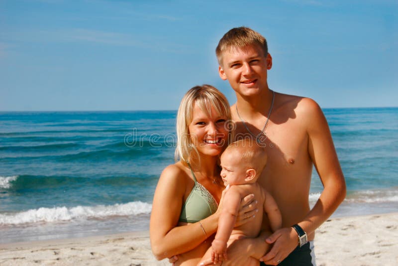 Happy family on beach