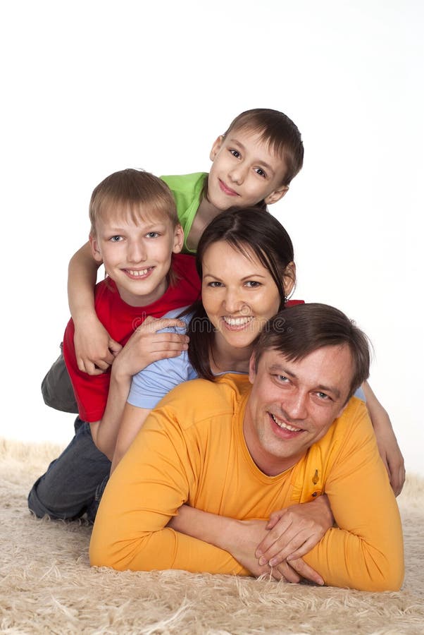 Happy family on a carpet