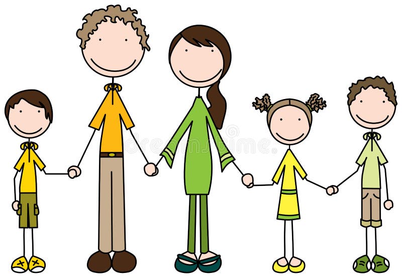 sketch of a family of 4 clipart