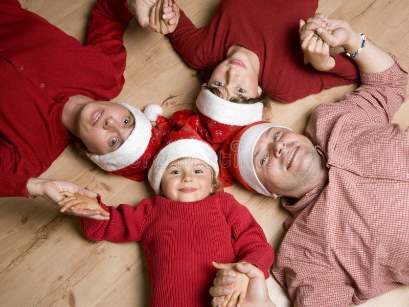 Happy family celebrate Christmas