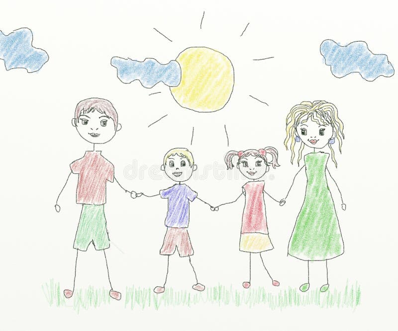 Happy family - children drawing