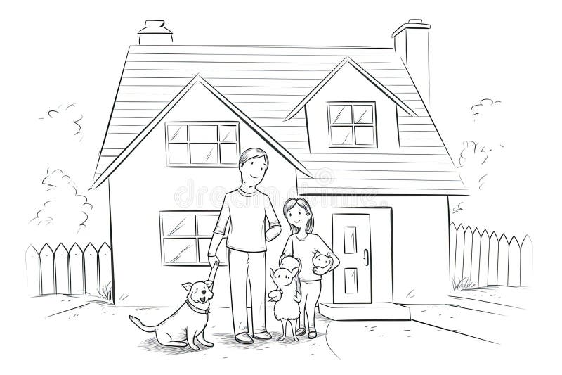 Drawing Of Family In House Royalty Free SVG, Cliparts, Vectors, and Stock  Illustration. Image 11914521.