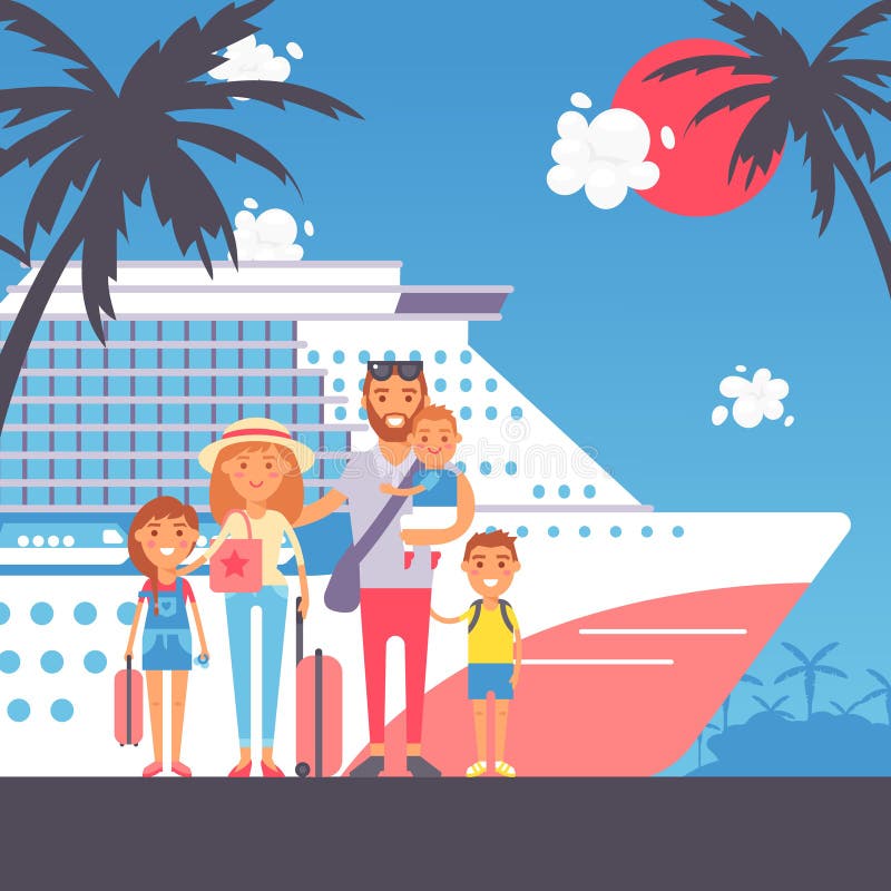 Traveling Family Group People on Vacation Together Character Flat ...