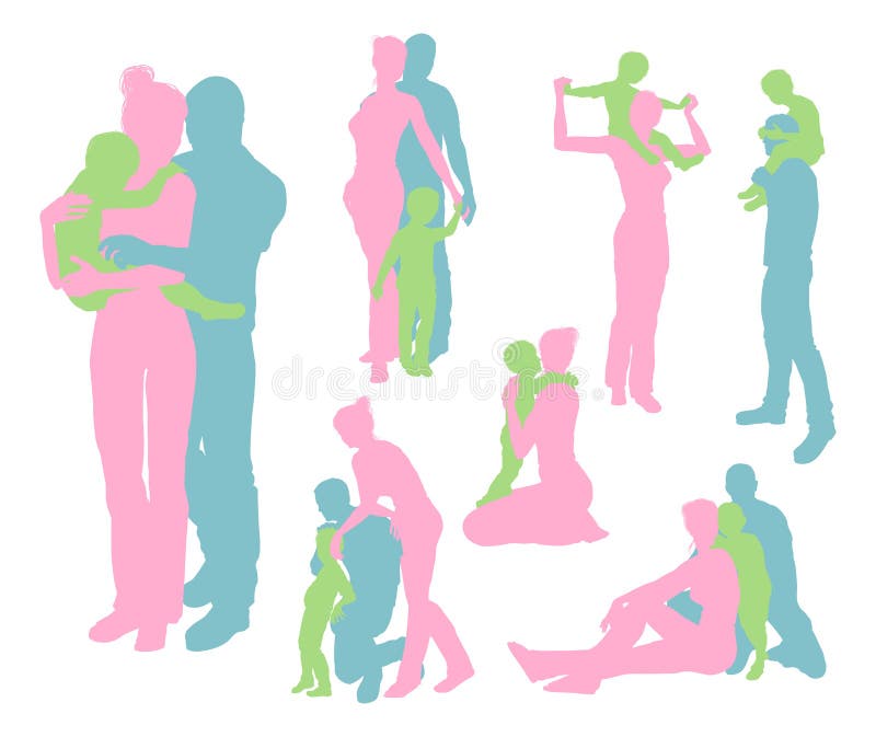 pics Mother And Child Drawing Reference happy family detailed silhouettes stock