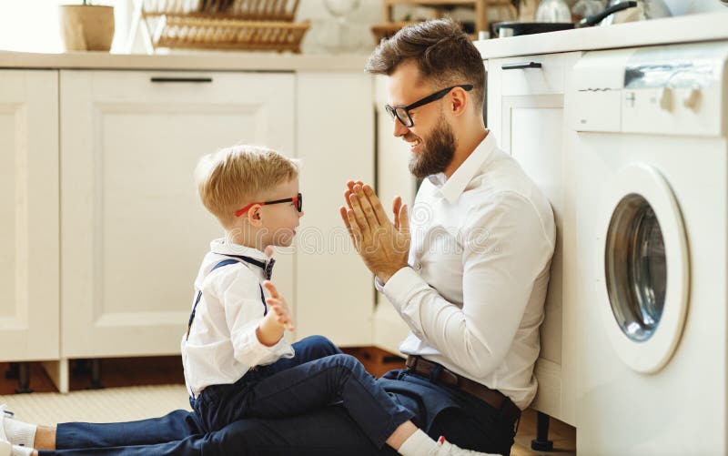 Happy father and son hug at home royalty free stock image Happy father and son hug at home royalty free stock image