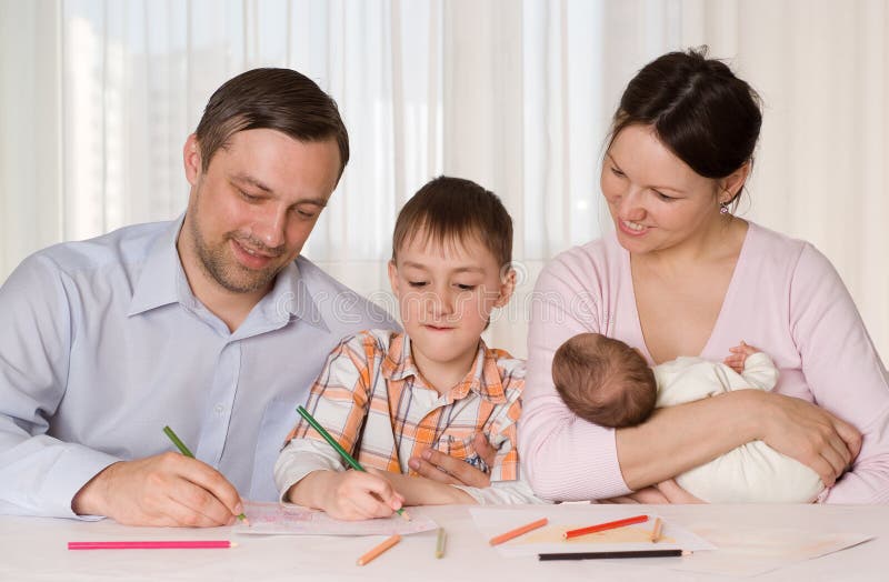 Happy family of four