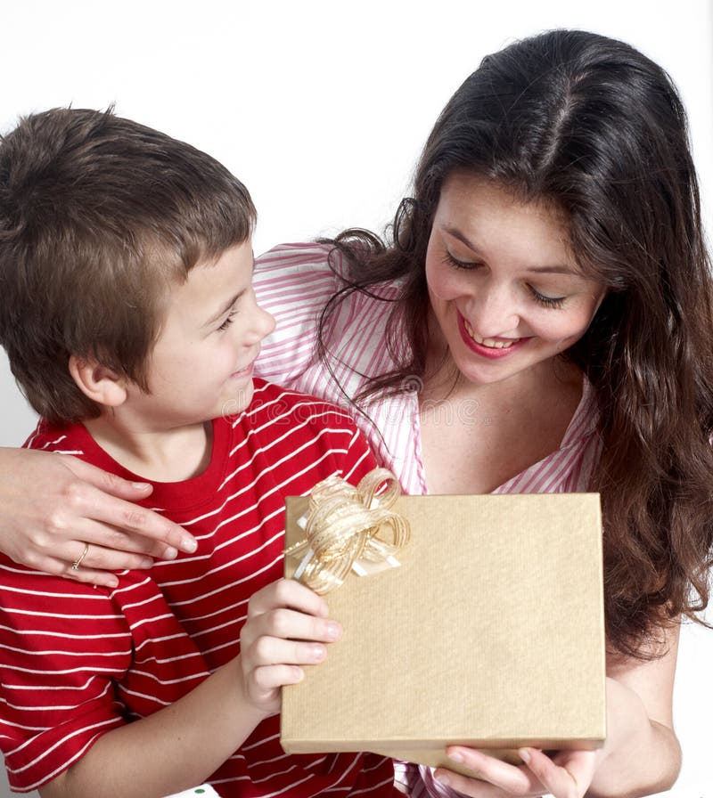 Happy family with a gifts