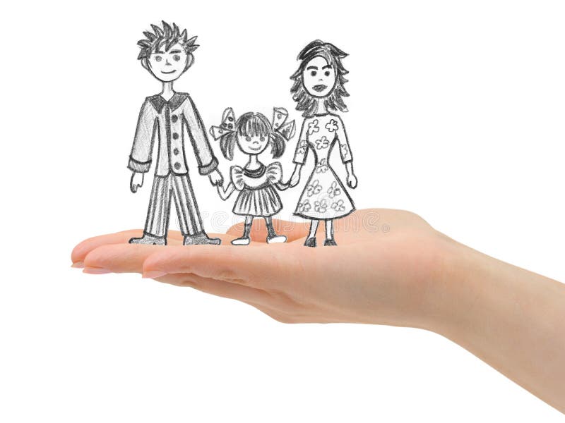 Happy family in hand isolated on white background