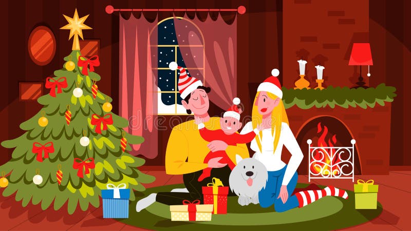 71 Christmas Family Living Room High Res Illustrations - Getty Images