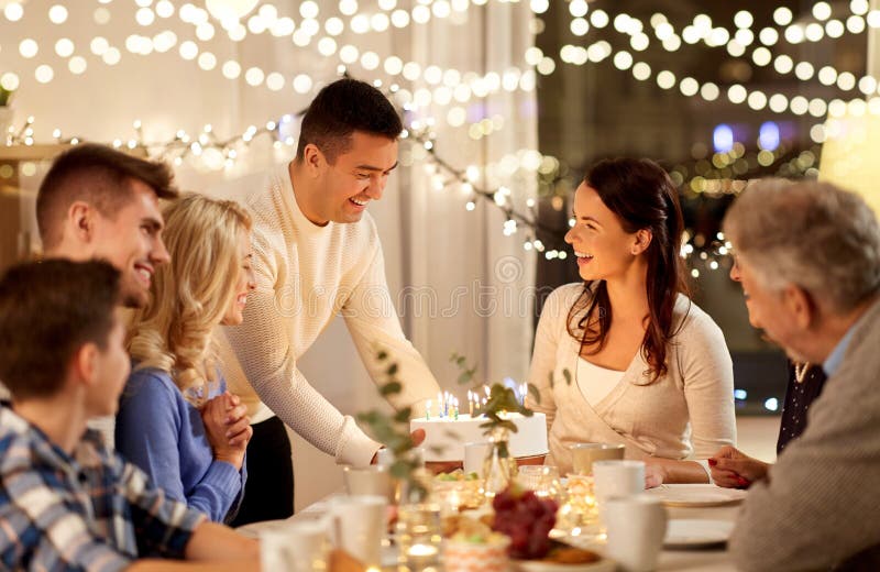 Happy family having birthday party at home stock photography Happy family having birthday party at home stock photography