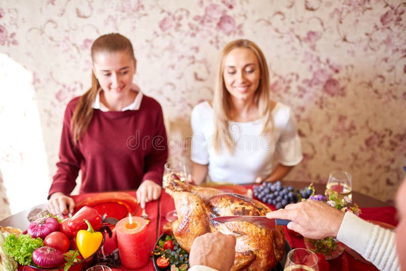 Happy family having holiday dinner at home. Food concept. royalty free stock image Happy family having holiday dinner at home. Food concept. royalty free stock image