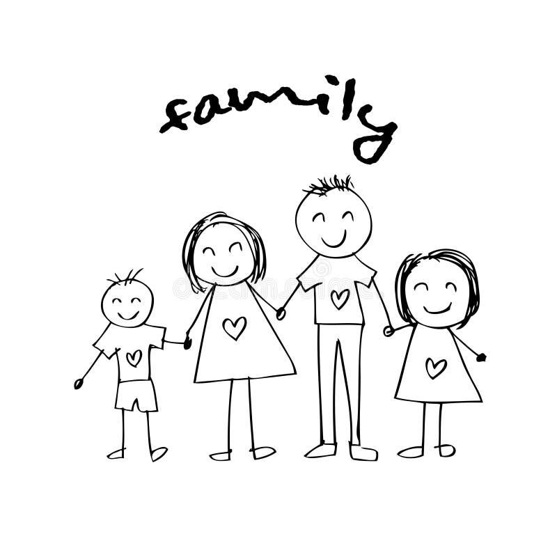 Happy Family Sketch - Portrait Gift