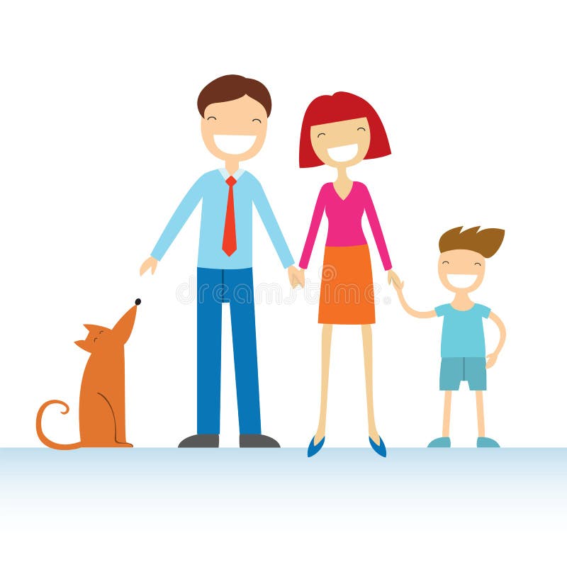 Happy Family Members Parents, Their Son and a Dog Stock Illustration - Illustration of color, happiness: 130252416 Happy Family Members Parents, Their Son and a Dog Stock Illustration - Illustration of color, happiness: 130252416