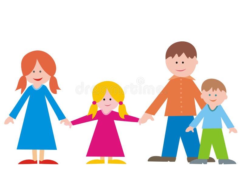 Happy family, mother, daughter, father and son, vector illustration stock illustration Happy family, mother, daughter, father and son, vector illustration stock illustration
