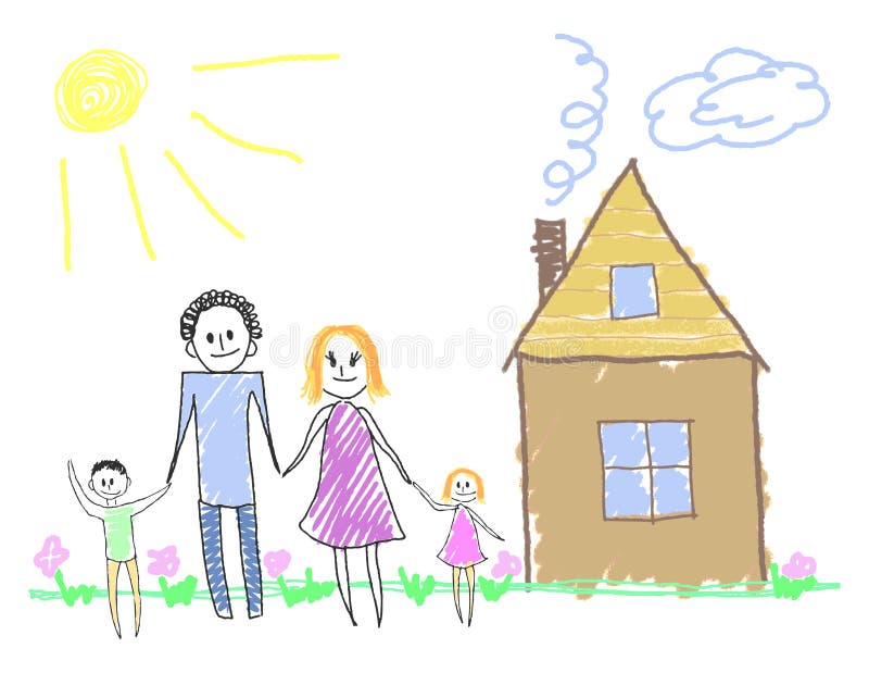 Happy family near the house vector illustration