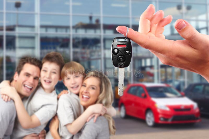 Happy family with a new car keys. royalty free stock photography Happy family with a new car keys. royalty free stock photography