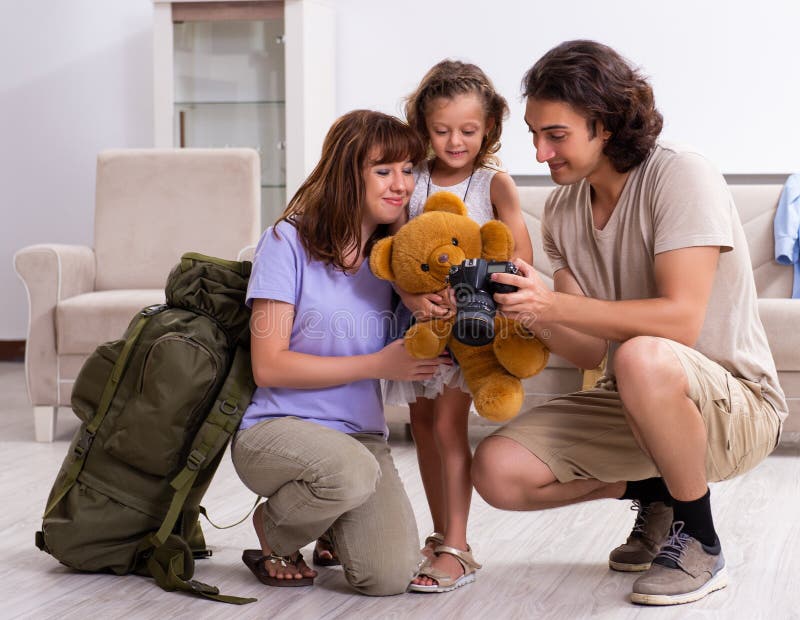 Happy Family Planning Vacation Trip Stock Photo Image of photographer, preparation 260933596