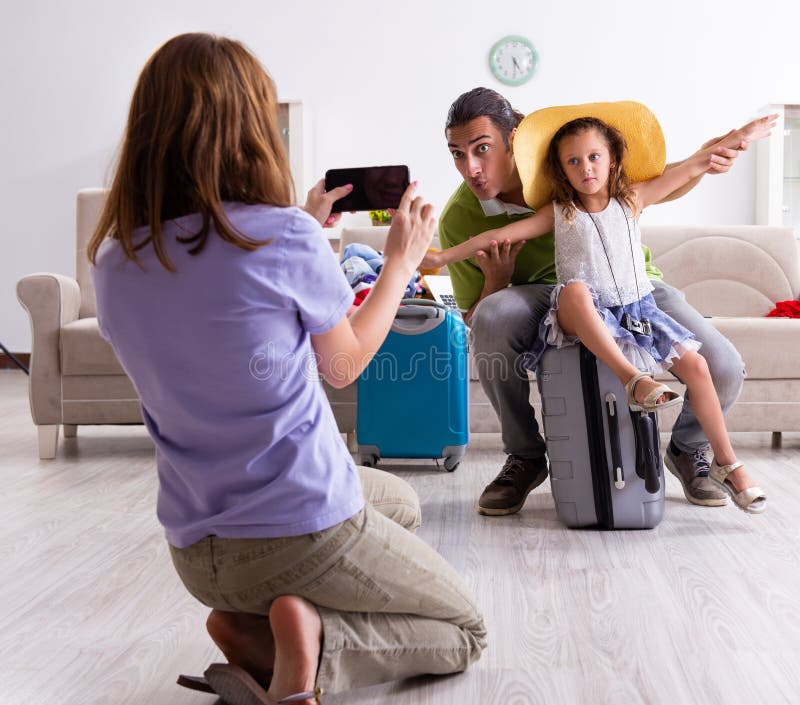 Happy Family Planning Vacation Trip Stock Image Image of holiday, packing 265712161