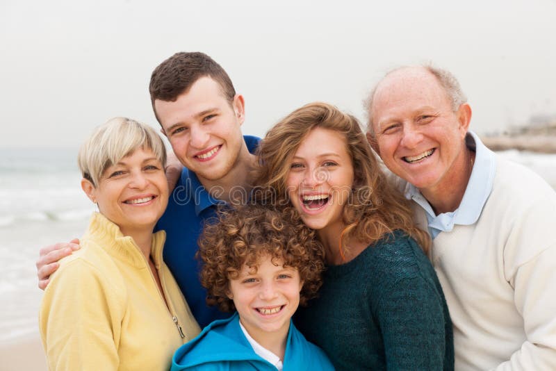 Happy family posing together