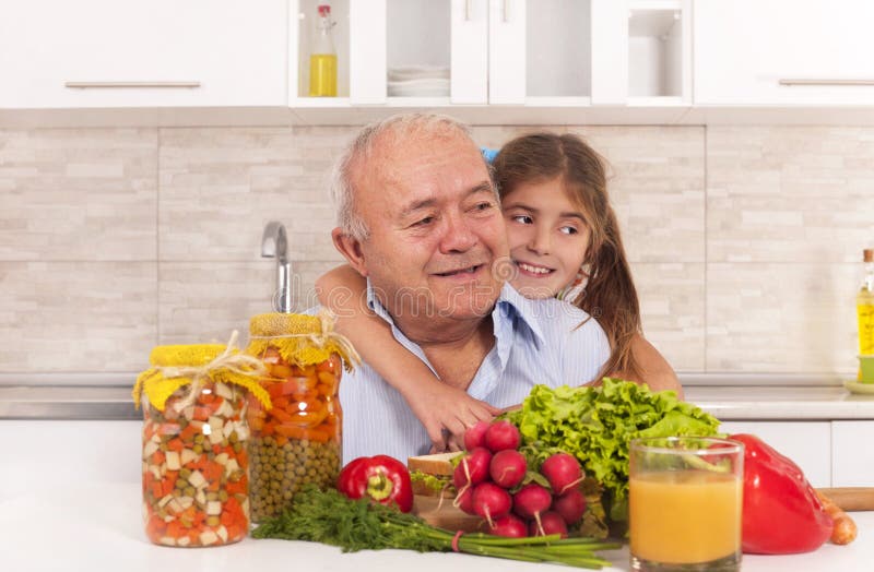 happy family preparing healthy food