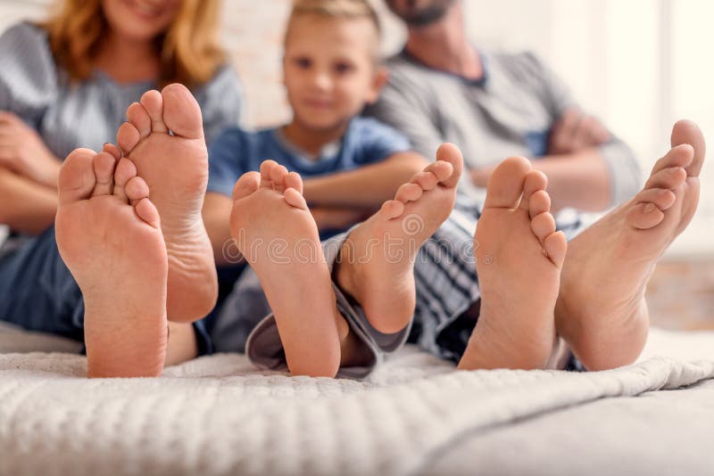Happy family relaxing at home royalty free stock photos
