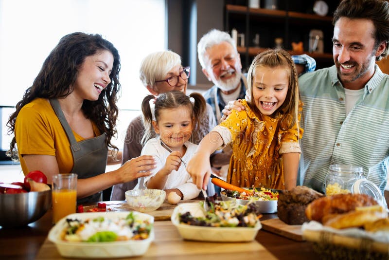 Happy Family Spending Quality Time Together in the Kichen Stock Image