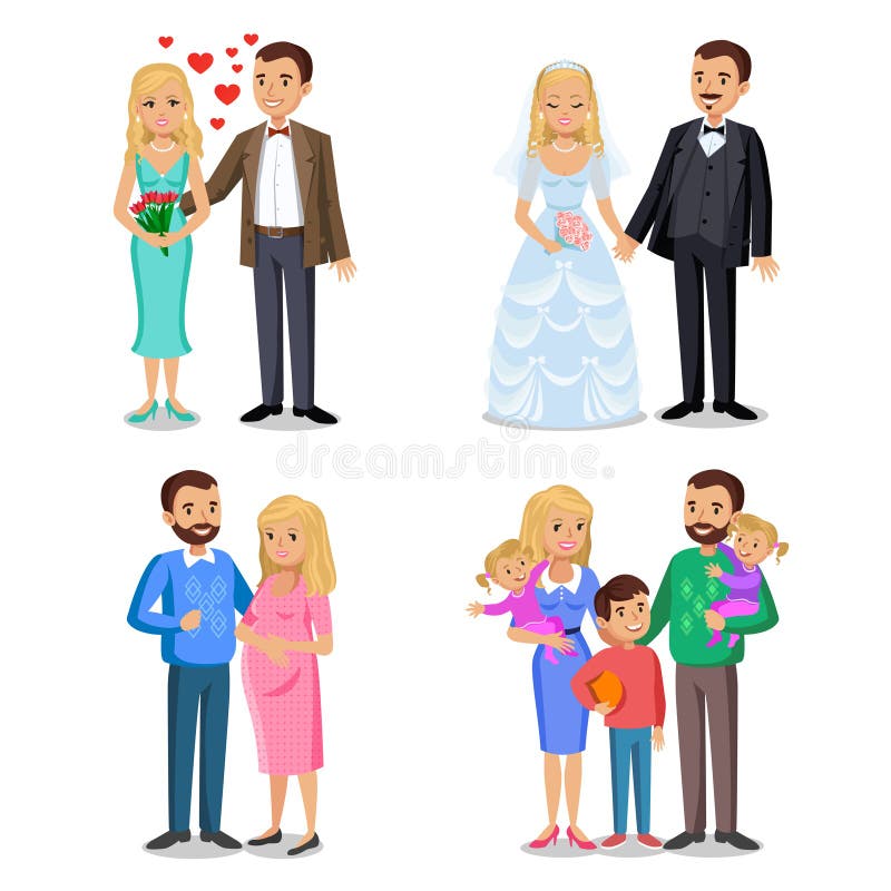 Happy family stages. Creating of happy family. royalty free illustration Happy family stages. Creating of happy family. royalty free illustration