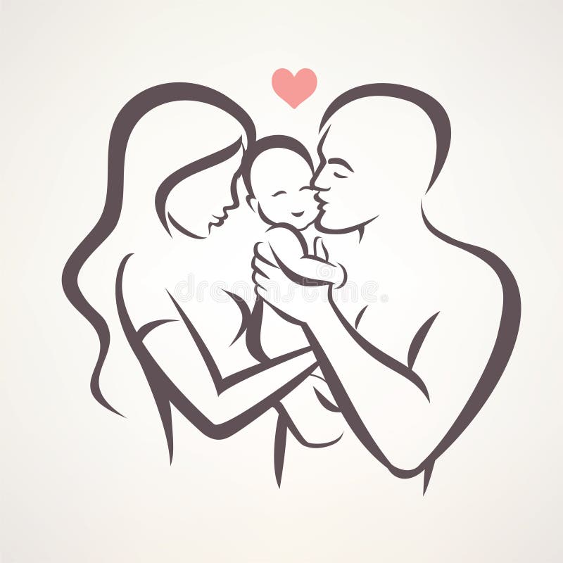 Continuous Line Drawing of a Family Stock Vector - Illustration of icon,  mother: 143253785