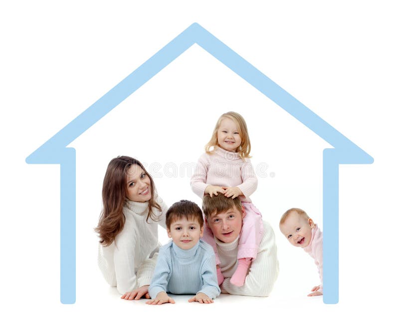 Happy family in their own home concept