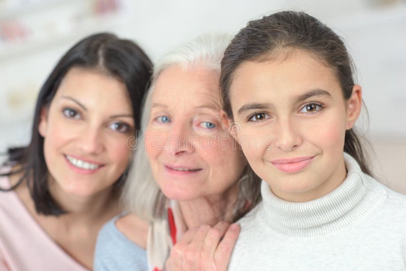 Happy family three generations smiling