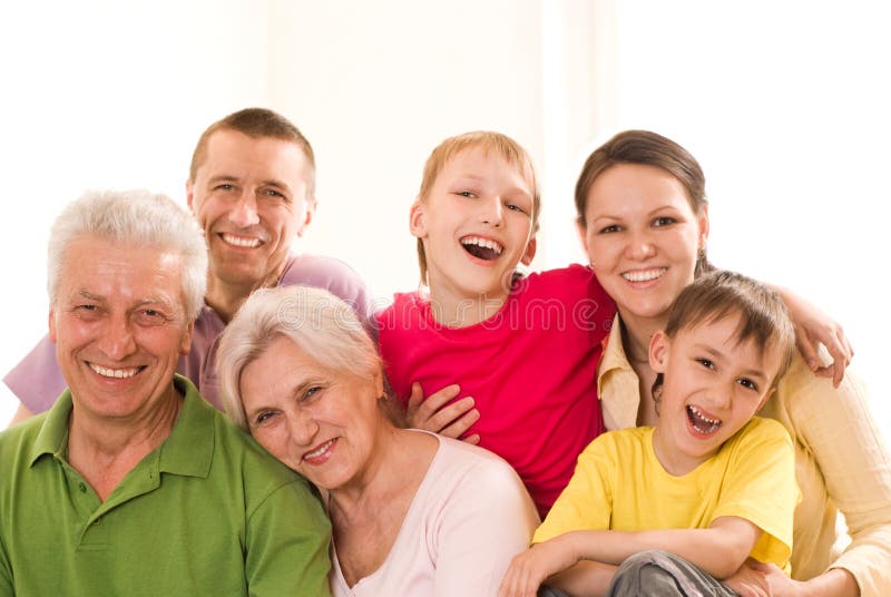 Happy family on a white