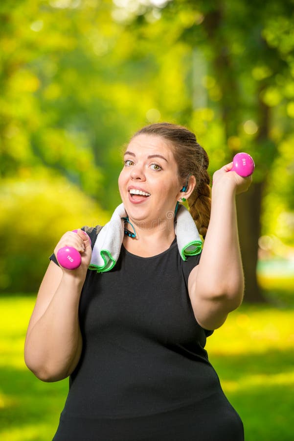 Fat Cheerful Woman Doing Yoga In The Park, Plus Size Model Stock Photo,  Picture and Royalty Free Image. Image 121509153.