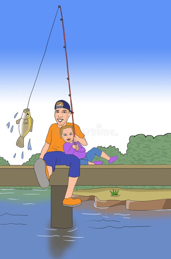 Daughter And Father Who Go Fishing Together