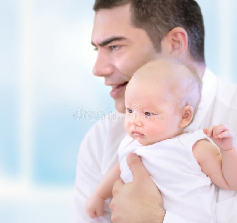 Happy father with little baby royalty free stock images Happy father with little baby royalty free stock images