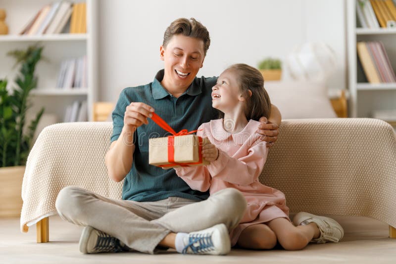 Dad and His Daughter Playing Outdoors Stock Image - Image of joyful ...