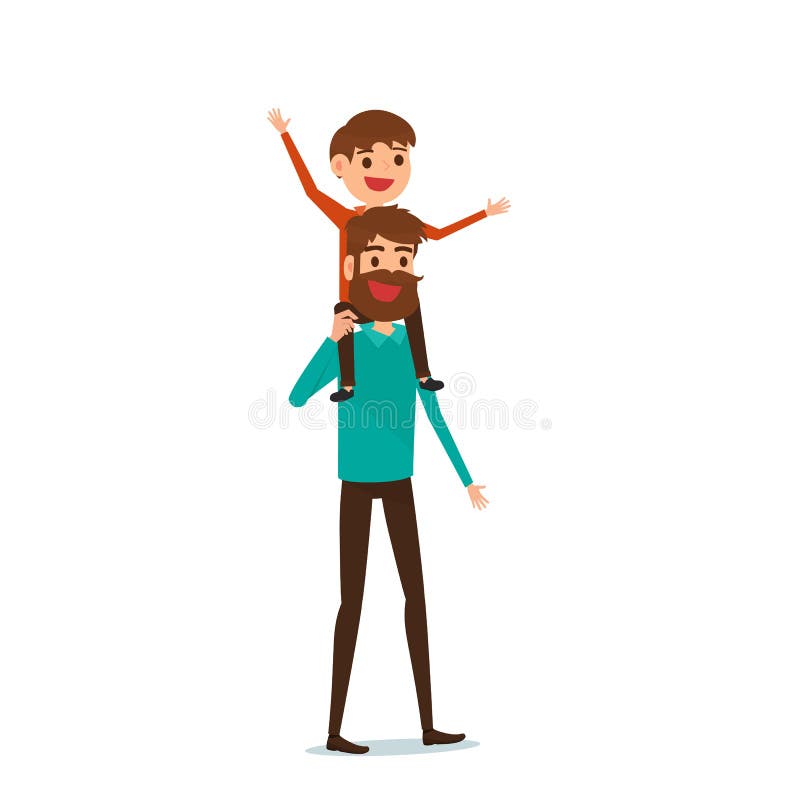 Happy Father`s Day. Happy family concept. Dad carrying little son on his shoulders royalty free illustration Happy Father`s Day. Happy family concept. Dad carrying little son on his shoulders royalty free illustration
