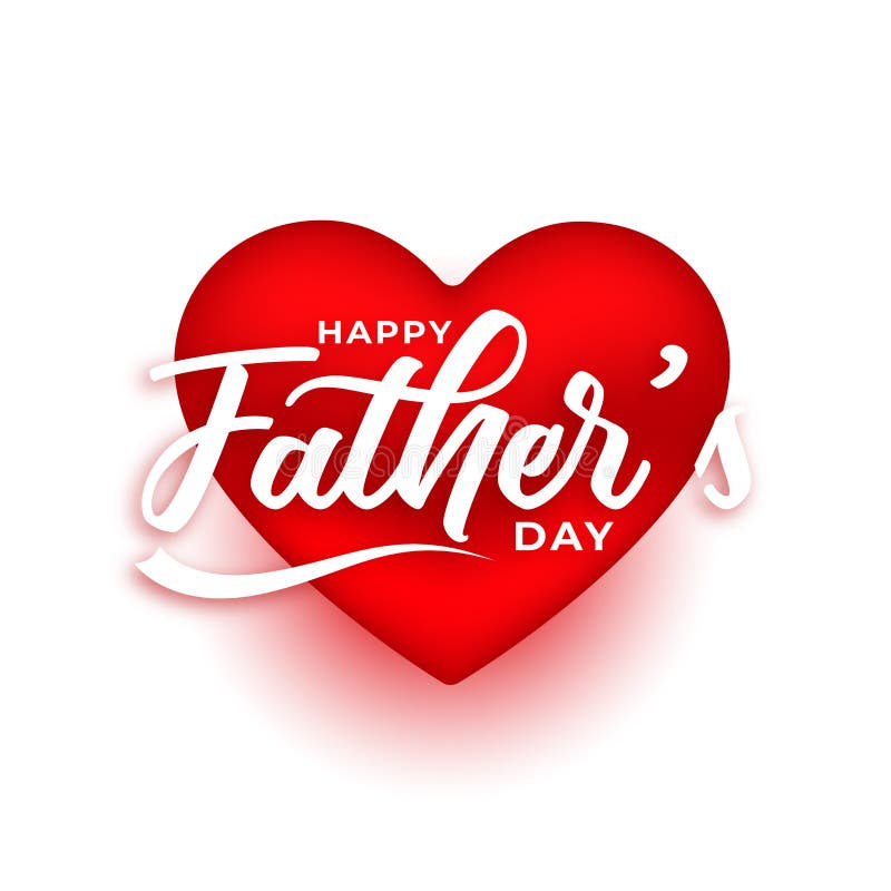 Happy Father`s Day Red 3d Heart Card Design Stock Vector - Illustration