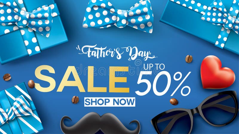 Happy Father`s Day, Sale Creative Promotion Poster Or