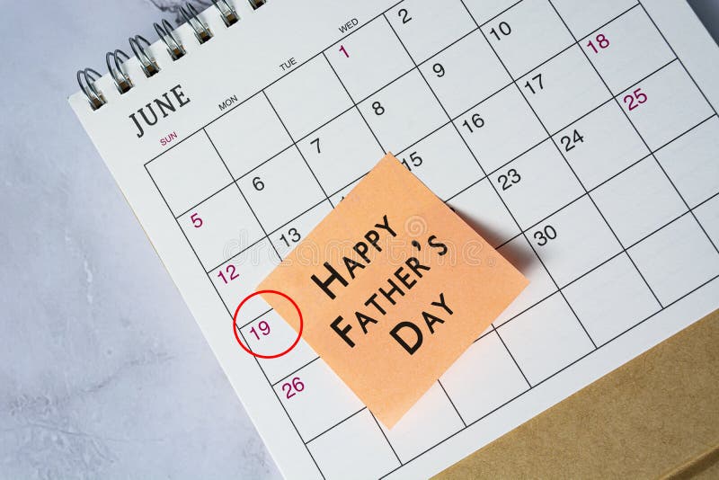 Happy Father S Day Text on June 2022 Calendar with Date Circle on 19th