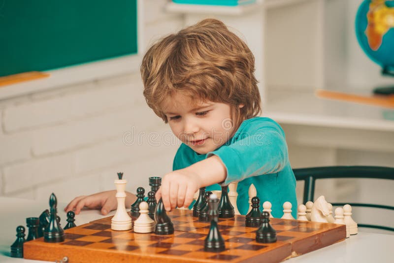 Clever Concentrated and Thinking Child while Playing Chess. Thinking Child.  Chess, Success and Winning Stock Image - Image of decisions, chess:  175817817