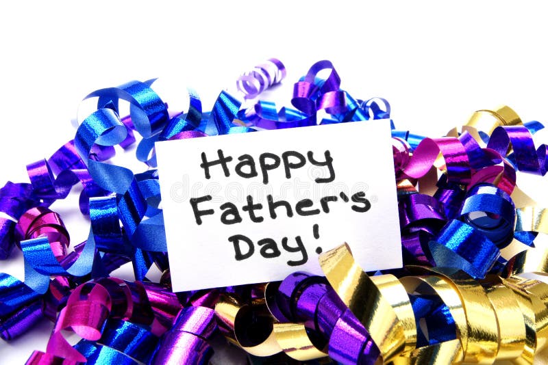 Colorful ribbon with handwritten Happy Fathers Day tag