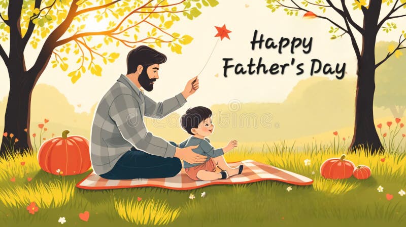 Happy Fathers Day Celebrare și felicitare digitală AI Generate Ilustrație stock illustration