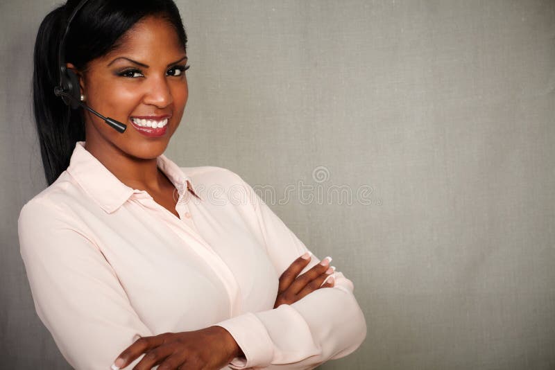 Happy female operator smiling at the camera stock photography Happy female operator smiling at the camera stock photography