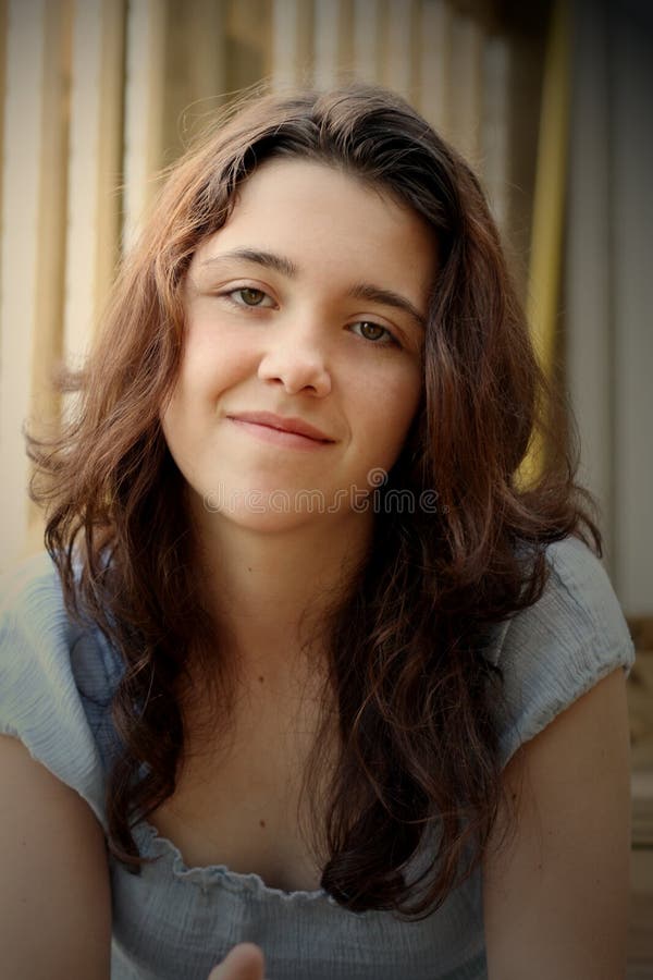 Happy female teenager stock image