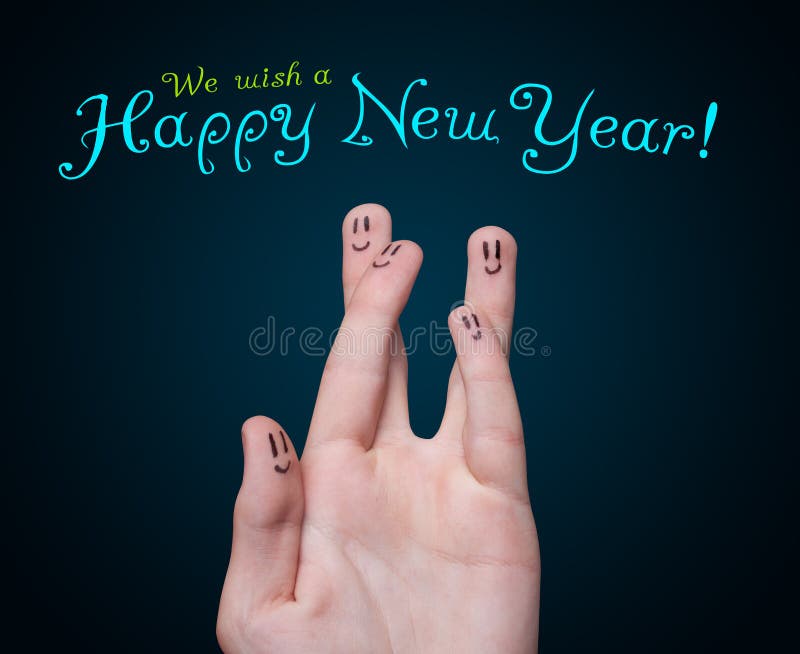 Happy finger smileys with happy new year sign royalty free stock image Happy finger smileys with happy new year sign royalty free stock image