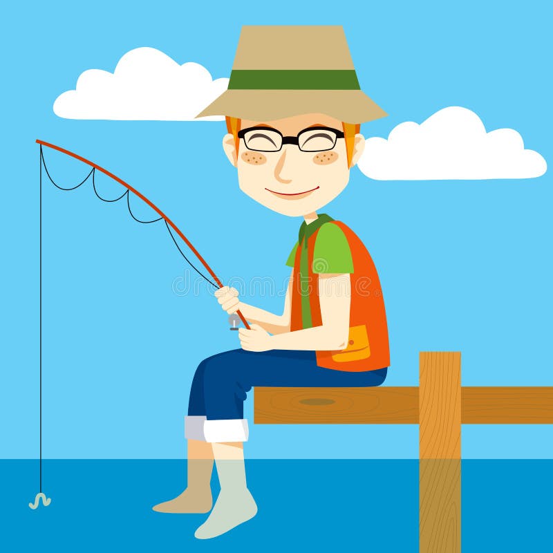 Illustration of a man and a boy fishing - Stock Illustration, transparent kid  fishing