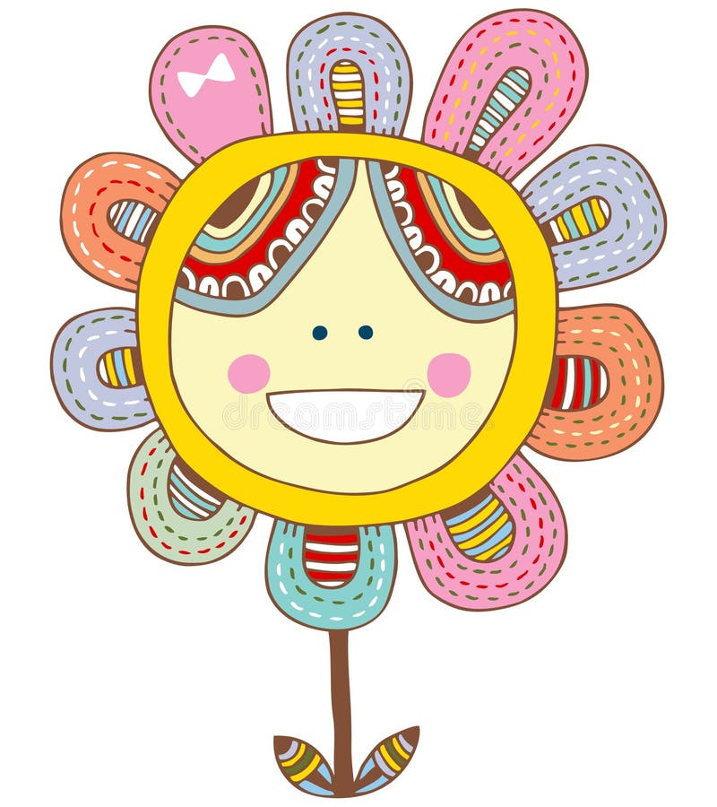 Happy flower stock illustration. Illustration of friendly 14765614